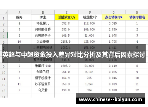 英超与中超资金投入差异对比分析及其背后因素探讨
